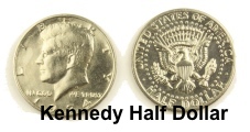 Kennedy half dollar for coin tricks