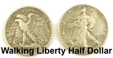 Walking Liberty Silver half dollar for coin tricks